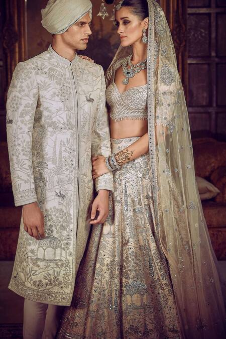 Buy Matsya Peach Silk, Organza Sequins, The Starlight Masai Embroidered Bridal Lehenga Set Online at Aza Fashions Buy_Matsya_Peach Silk, Organza Sequins, The Starlight Masai Embroidered Bridal Lehenga Set _Online_at_Aza_Fashions