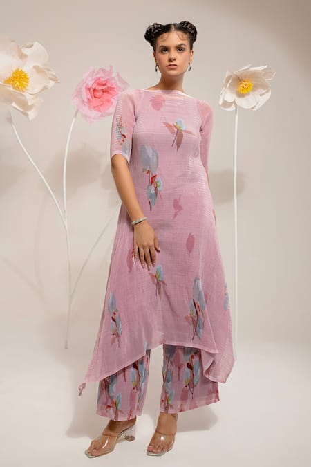 PREETI MEHTA Lotus Print Kurta With Pant 