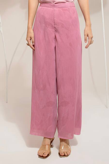 Preeti Mehta Pink Polyester, Georgette Embroidery Boat Neck Faded Flora Print Kurta With Pant Online at Aza Fashions Preeti Mehta_Pink Polyester, Georgette Embroidery Boat Neck Faded Flora Print Kurta With Pant _Online_at_Aza_Fashions