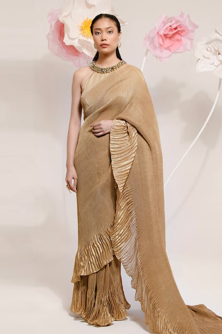 PREETI MEHTA Georgette Pleated Saree With Blouse 