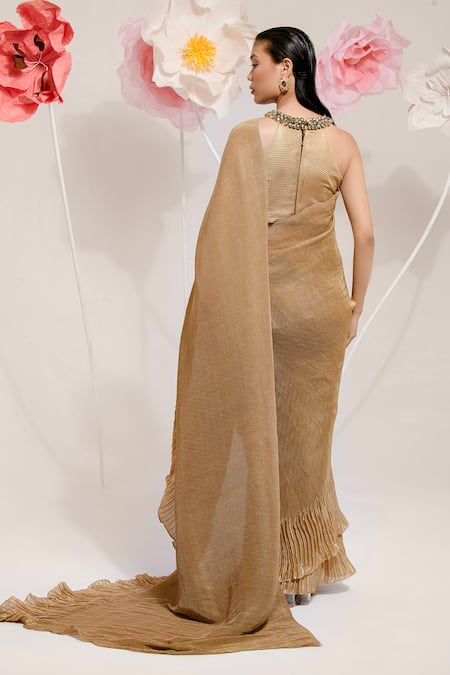 Preeti Mehta Georgette Pleated Saree With Blouse 
