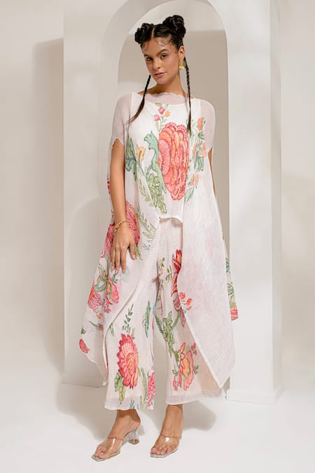 PREETI MEHTA Floral Print Kaftan With Pant 