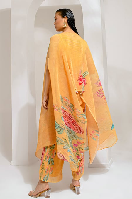 Preeti Mehta Floral Print Cape Kaftan With Pant 