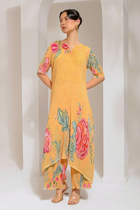 PREETI MEHTA Floral Print A-Line Kurta With Pant 