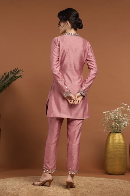 Rirasa Sequin Embroidered Neckline Kurta & Pant Set 