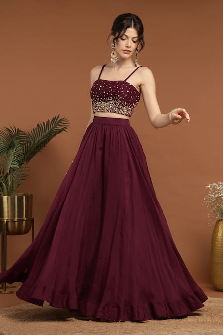 Rirasa Purple Organza, Net Sequins Square Neck Embroidered Jacket Lehenga Set at Aza Fashions Rirasa_Purple Organza, Net Sequins Square Neck Embroidered Jacket Lehenga Set _at_Aza_Fashions