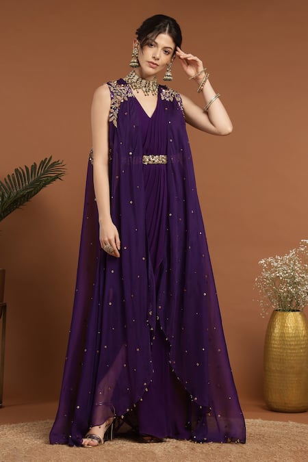 RIRASA Draped Dress With Embroidered Asymmetric Dress 