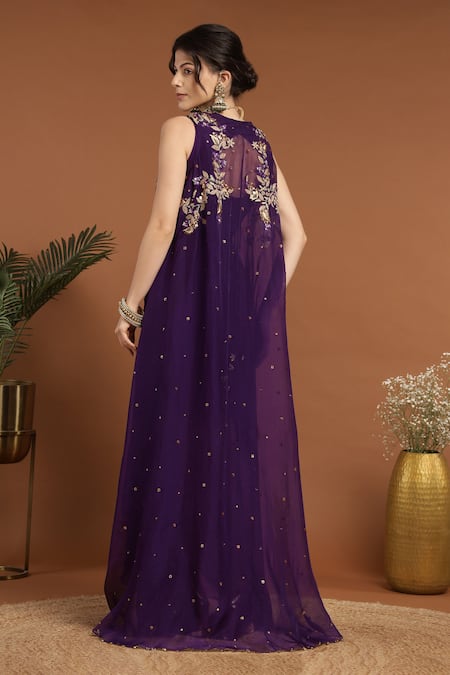 Rirasa Draped Dress With Embroidered Cape 