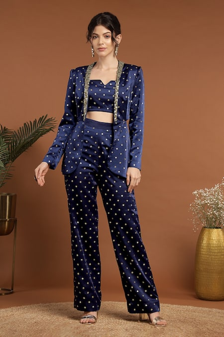 RIRASA Sequin Work Jacket Pant Set 