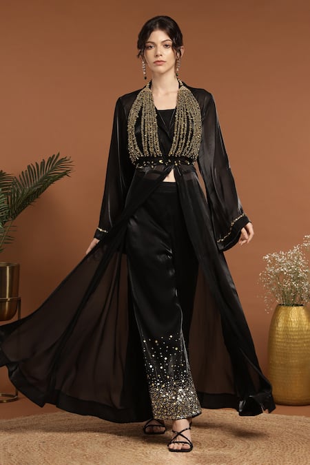 RIRASA Shimmer Organza Cape Pant Set 