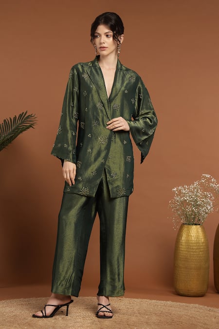 RIRASA Floral Embroidered Jacket & Pant Set 