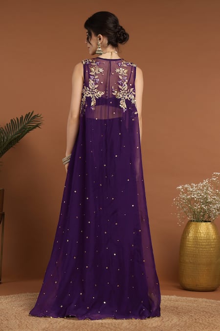 Rirasa Floral Embroidered Cape Sharara Set