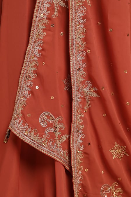 Rirasa_Orange Georgette Ghungroo Embellished Tie Up Kalidar Anarkali With Dupatta _Online_at_Aza_Fashions