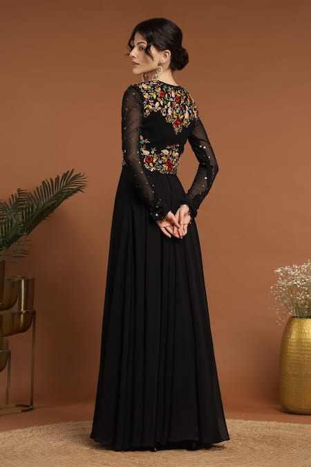 Rirasa Floral Thread Embroidered Jacket With Sequin Work Anarkali 