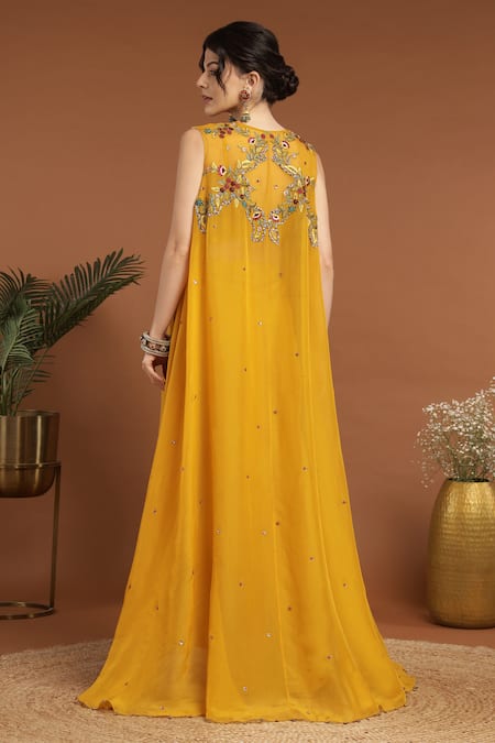 Rirasa Ambrosia Embroidered Cape & Draped Skirt Set 