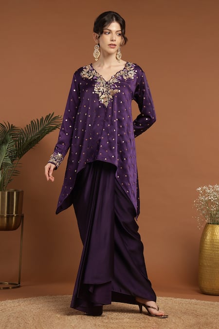 RIRASA Gul Embroidered Kurta With Draped Skirt 