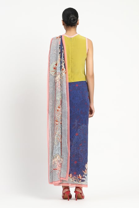 Satya Paul Mulholland Drive Printed Saree With Unstitched Blouse Piece 