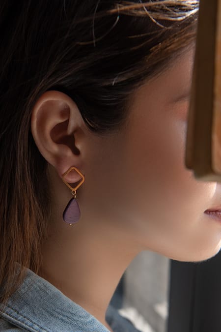 Buy_Do Taara_Purple Stones Quad Drop Earrings_Online_at_Aza_Fashions