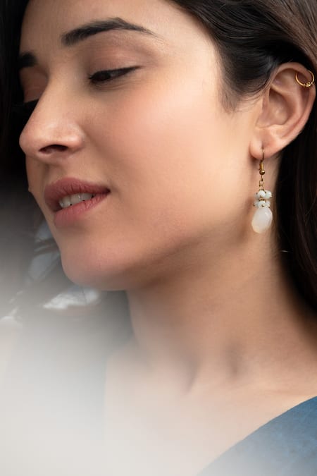 Do Taara Natural Stone & Onyx Embellished Drop Earrings 