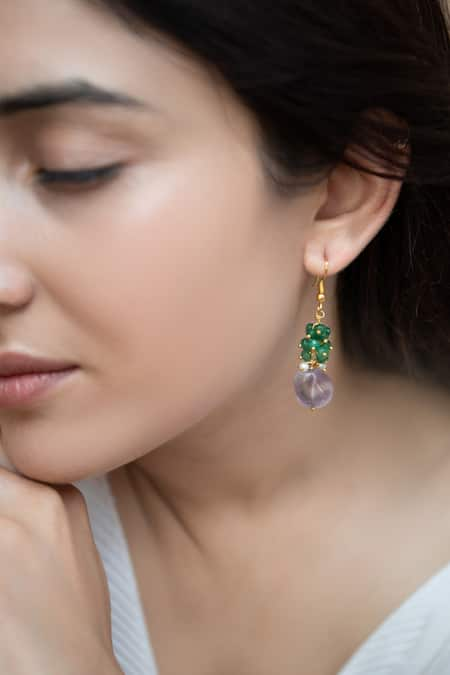 Do Taara Natural Stone & Onyx Embellished Earrings 