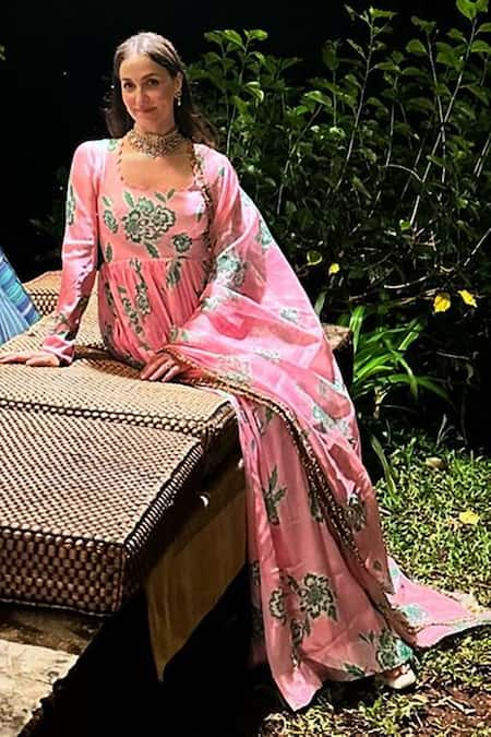 Harshita Singhvi Bloom Print Gathered Flare Anarkali With Dupatta 