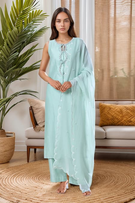 Samyukta Singhania Pearl Embroidered Kurta Pant Set 