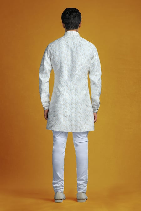 Shop Char Chaand Ivory Cotton Embroidery Floral Bundi And Kurta Set at Aza Fashions Shop_Char Chaand_Ivory Cotton Embroidery Floral Bundi And Kurta Set _at_Aza_Fashions