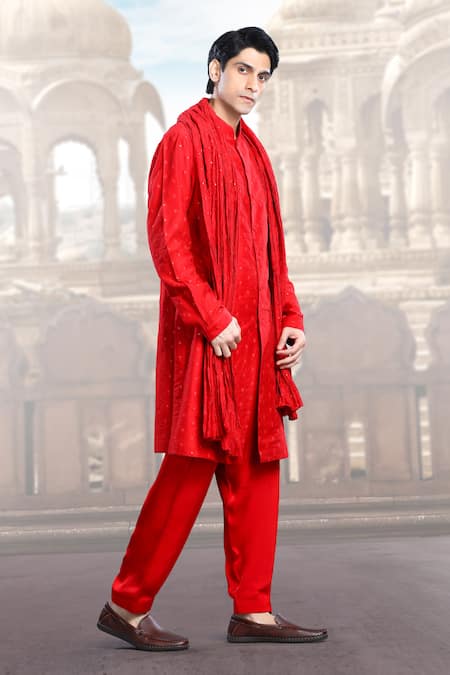 Buy Char Chaand Red Cotton Sequins, Embroidery Floral Kurta Set Online at Aza Fashions Buy_Char Chaand_Red Cotton Sequins, Embroidery Floral Kurta Set _Online_at_Aza_Fashions