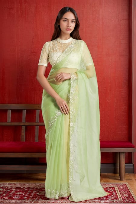 Samyukta Singhania Zardozi Embroidered Blouse & Saree Set 