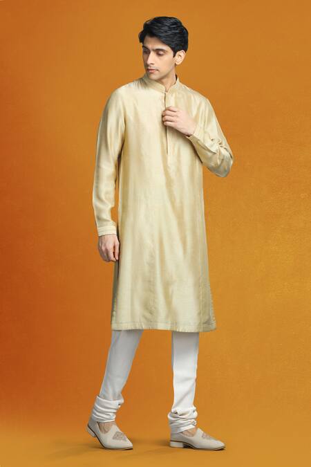 Char Chaand Beige Linen, Satin Embroidery Floral Vine Sherwani Set at Aza Fashions Char Chaand_Beige Linen, Satin Embroidery Floral Vine Sherwani Set _at_Aza_Fashions