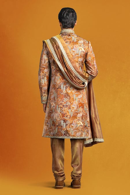 Char Chaand Paisley Print Sherwani Set 