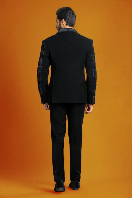 Char Chaand Abstract Embroidered Tuxedo Set 