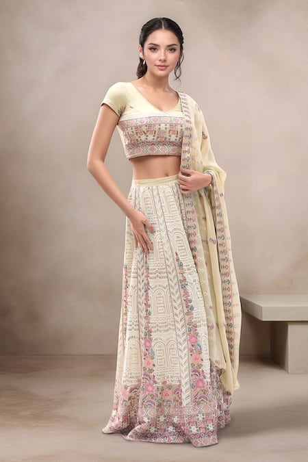 PAC FASHION CLOTHING Chikankari Embroidered Lehenga Set 