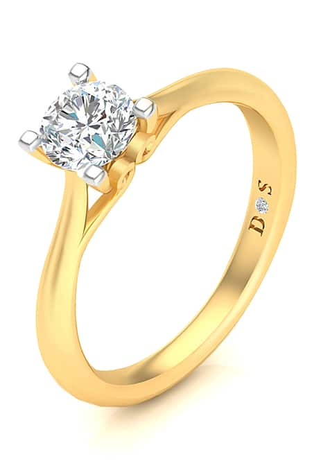 Divine Solitaires 18KT Yellow Gold Diamond Studded Ring 