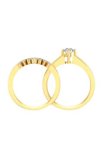 Buy_Divine Solitaires_Yellow Imitation Diamonds 18kt Gold Round Studded Rings - Set Of 2_Online_at_Aza_Fashions