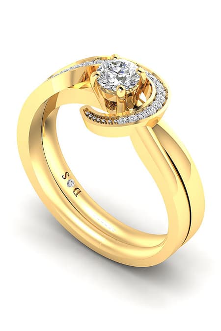 Divine Solitaires 18KT Yellow Gold Diamond Rings - Set Of 2 