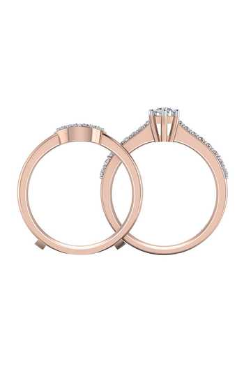 Buy_Divine Solitaires_Rose Gold Imitation Diamonds 18kt Studded Rings - Set Of 2_Online_at_Aza_Fashions