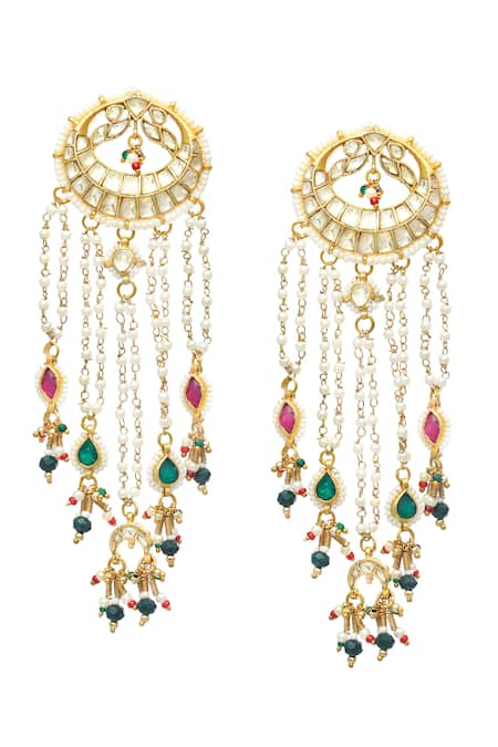 MAISARA JEWELRY Mayil Kundan Embellished Earrings 