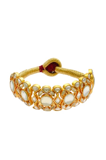 MAISARA JEWELRY Gold Plated Jadau Pushpam Kundan Embellished Bracelet 