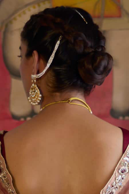 Maisara Jewelry Gold Plated Pearls, Stones Chandraswaroopa Embellished Chaandbalis Online at Aza Fashions Maisara Jewelry_Gold Plated Pearls, Stones Chandraswaroopa Embellished Chaandbalis _Online_at_Aza_Fashions