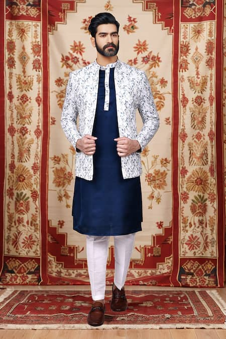 Aryavir Malhotra Floral Pattern Jacket & Kurta Set 