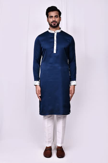 Buy_Arihant Rai Sinha_White Jacquard, Silk, Cotton Embroidery Floral Pattern Jacket And Kurta Set _Online_at_Aza_Fashions