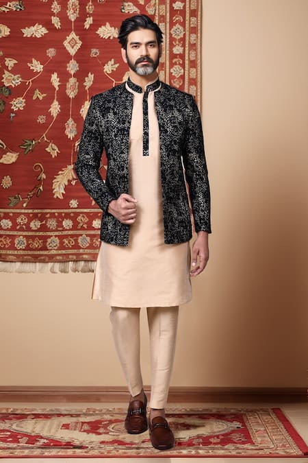 Aryavir Malhotra Abstract Pattern Jacket Kurta Set 