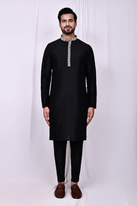 Buy_Arihant Rai Sinha_White Satin, Silk Geometric Chevron Print Jacket And Pant Pyjama Set _Online_at_Aza_Fashions