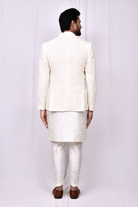 Shop Arihant Rai Sinha Cream Silk Embroidery Floral Vine Jacket Kurta Set at Aza Fashions Shop_Arihant Rai Sinha_Cream Silk Embroidery Floral Vine Jacket Kurta Set _at_Aza_Fashions