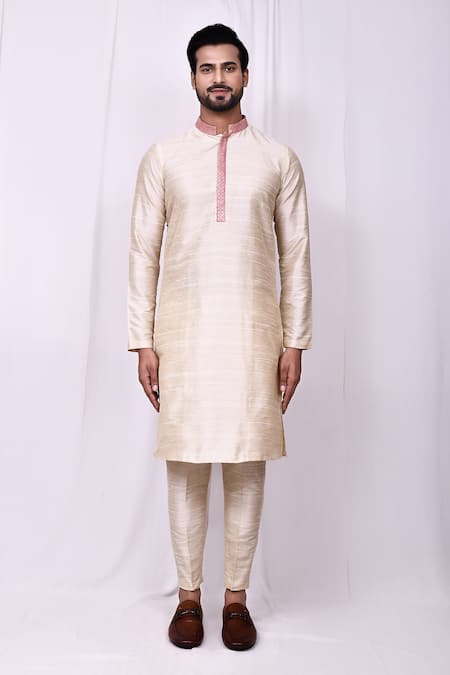 Buy_Arihant Rai Sinha_Pink Cotton, Silk Sequins Embroidered Jacket Kurta Set_Online_at_Aza_Fashions