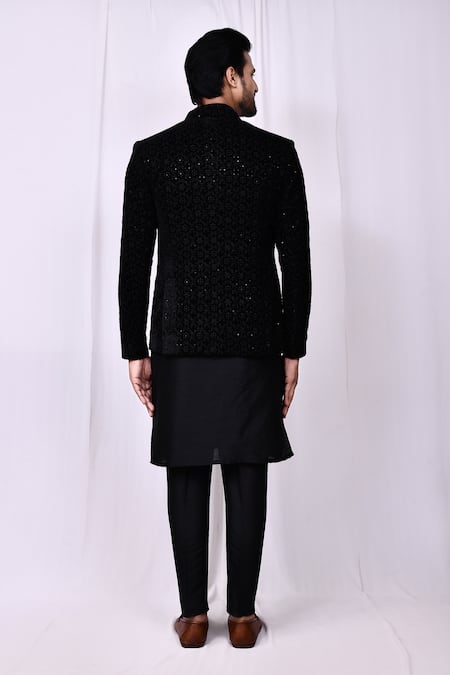 Arihant Rai Sinha Tonal Floral Jaal Embroidered Jacket Kurta Set 