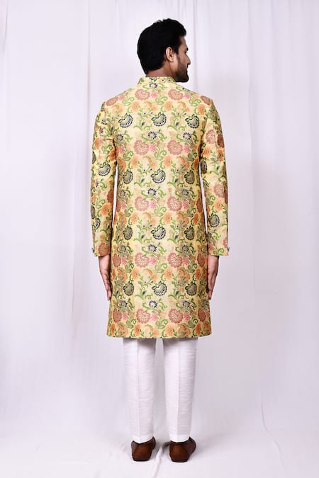 Arihant Rai Sinha Floral Woven Jacquard Sherwani & Pant Set 