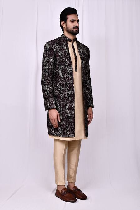 Shop Arihant Rai Sinha Maroon Jacquard, Silk Embroidery Woven Jacket Pant Set Shop_Arihant Rai Sinha_Maroon Jacquard, Silk Embroidery Woven Jacket Pant Set