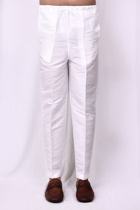 Arihant Rai Sinha_Cream Terrycloth, Silk Solid Bandhgala And Pant Set _Online_at_Aza_Fashions